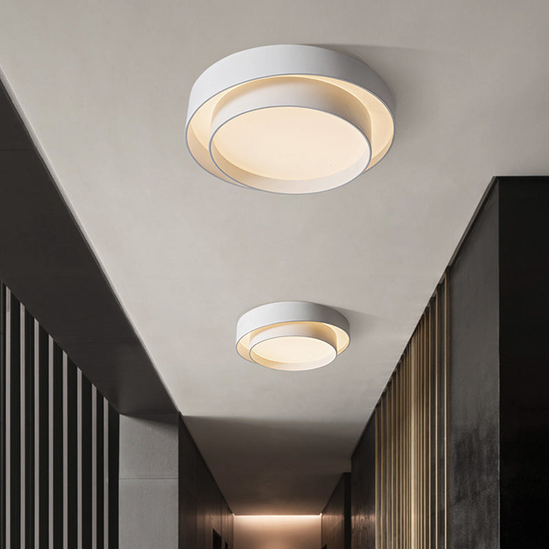 Round LED Ceiling Light 16-24 Inch White Metal Flush Mount Modern Dimmable Fixture for Bedroom Living Room Kitchen