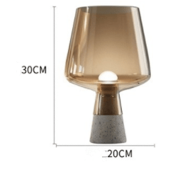 Glass Goblet Table Lamp with Cement Base – Warm Ambient Lighting for Bedroom, Living Room & Nightstand | Modern Tinted Globe Accent Light
