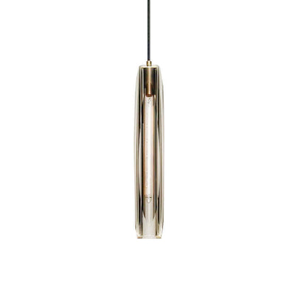 Glass Cylinder Hanging Light Fixture 15 Inch Height Adjustable Drop Ceiling Lamp for Dining Room Bedroom Living Room Contemporary Minimalist