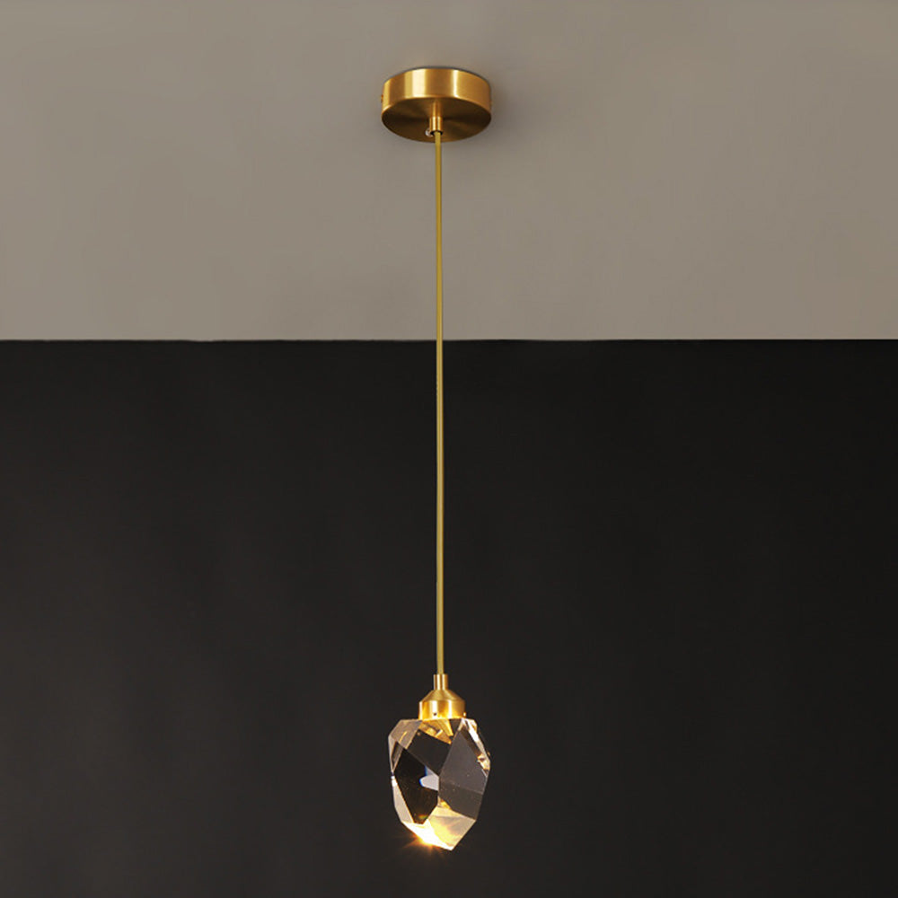 Adjustable Drop Fixture with Clear Tapered Shade & Brass Accents for Kitchen Islands, Breakfast Nooks, Entryways