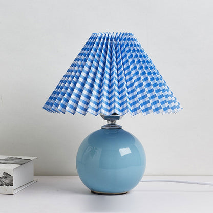 Ceramic Table Lamp with Fabric Shade – Modern Accent Lighting for Bedroom, Living Room & Home Office