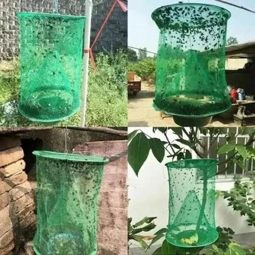 Outdoor Hanging Fly Catcher Trap with Natural Bait Compartment for Yards Barns Patios | Chemical-Free Pest Control Solution