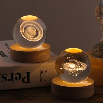 Cosmic Crystal Ball Night Light with LED Color Display | 25 Space Designs | USB Powered Galaxy Sphere Lamp for Bedroom, Living Room & Gift