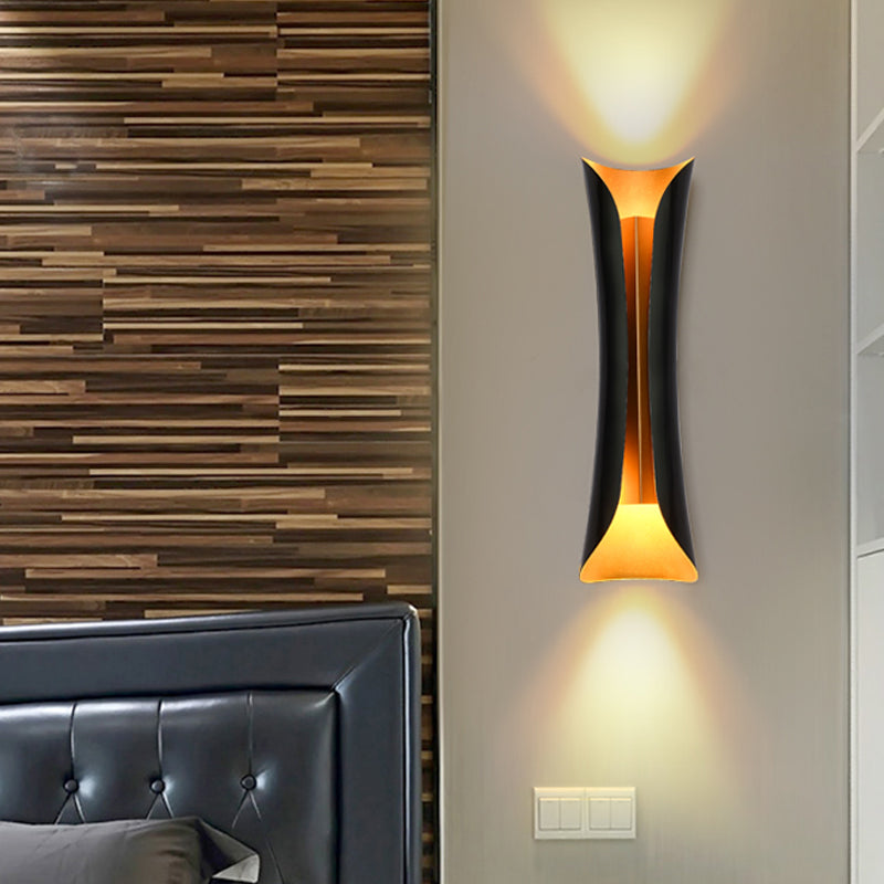 Double-Arm Spiral Wall Sconce Black Metal 2-Light Fixture 13/21/30 Inch Hardwired Indoor Accent Lighting for Hallway Bedroom Living Room