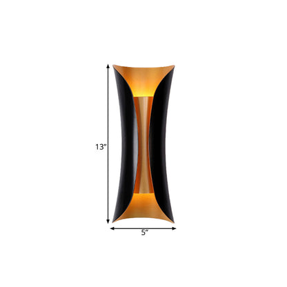 Double-Arm Spiral Wall Sconce Black Metal 2-Light Fixture 13/21/30 Inch Hardwired Indoor Accent Lighting for Hallway Bedroom Living Room