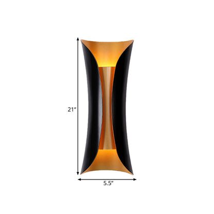 Double-Arm Spiral Wall Sconce Black Metal 2-Light Fixture 13/21/30 Inch Hardwired Indoor Accent Lighting for Hallway Bedroom Living Room