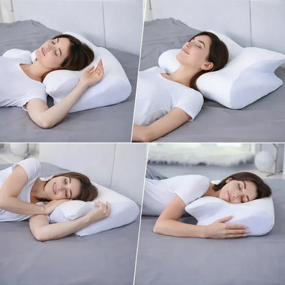 Contoured Memory Foam Sleep Pillow for Neck Alignment & Spinal Support – Dual-Height Design for Back, Side & Stomach Sleepers – Reduces Morn