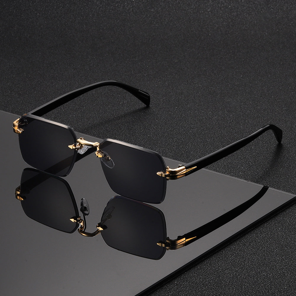 Rimless Square Frame Reading Glasses for Men – Lightweight Metal & Plastic Eyewear for Everyday Wear