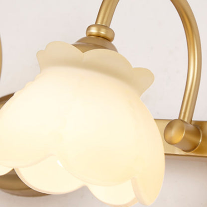 Colonial Wall Sconce Vanity Light with Floral Shades – Metal Frame in Antique Finish for Bathroom Mirror – G4 LED Compatible – 2, 3, or 4