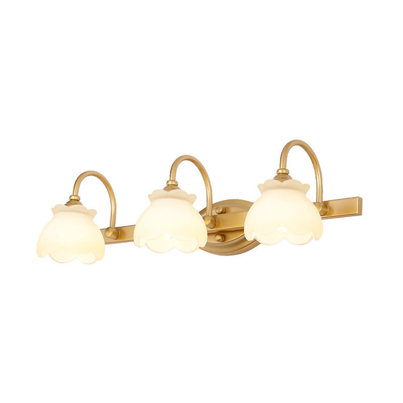 Colonial Wall Sconce Vanity Light with Floral Shades – Metal Frame in Antique Finish for Bathroom Mirror – G4 LED Compatible – 2, 3, or 4