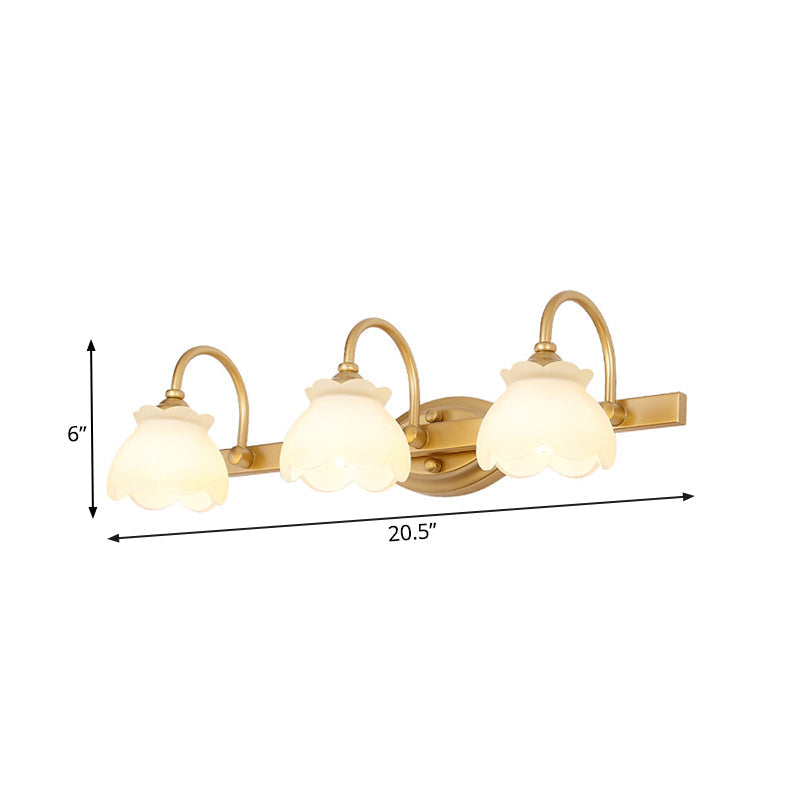 Colonial Wall Sconce Vanity Light with Floral Shades – Metal Frame in Antique Finish for Bathroom Mirror – G4 LED Compatible – 2, 3, or 4