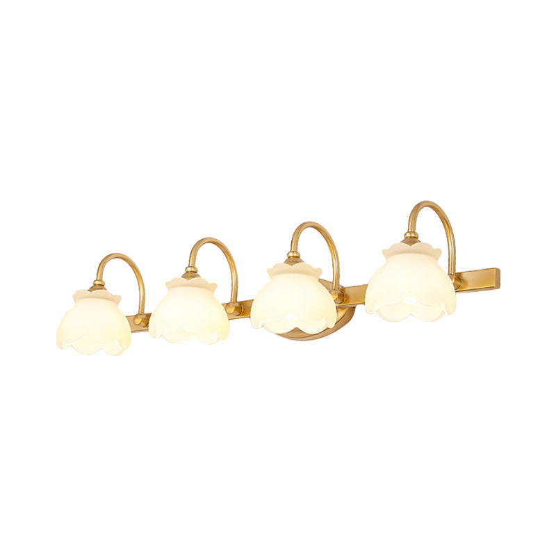 Colonial Wall Sconce Vanity Light with Floral Shades – Metal Frame in Antique Finish for Bathroom Mirror – G4 LED Compatible – 2, 3, or 4