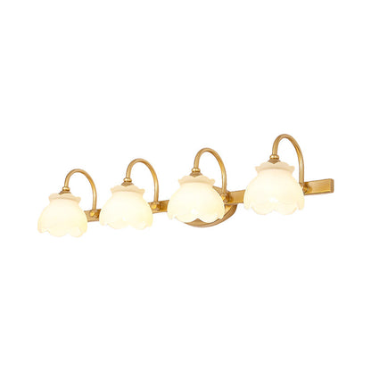 Colonial Wall Sconce Vanity Light with Floral Shades – Metal Frame in Antique Finish for Bathroom Mirror – G4 LED Compatible – 2, 3, or 4