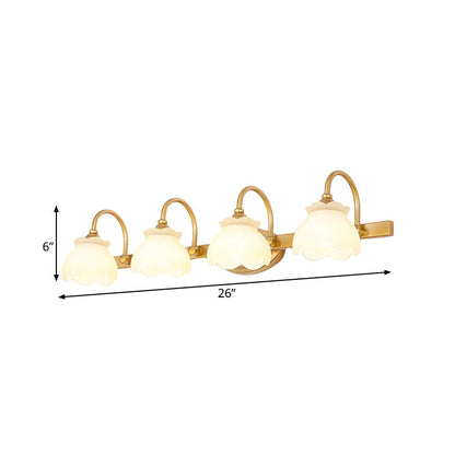 Colonial Wall Sconce Vanity Light with Floral Shades – Metal Frame in Antique Finish for Bathroom Mirror – G4 LED Compatible – 2, 3, or 4