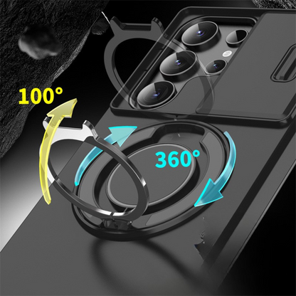 Magnetic Phone Case with Sliding Camera Cover & Kickstand Ring for Samsung Galaxy S-Series | MagSafe Compatible Protective Bumper Shell