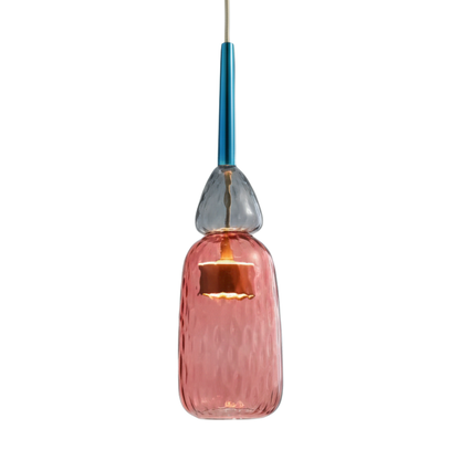 Colorful Glass Pendant Light – Modern Single-Bulb Ceiling Fixture for Dining Room, Kitchen & Bedroom