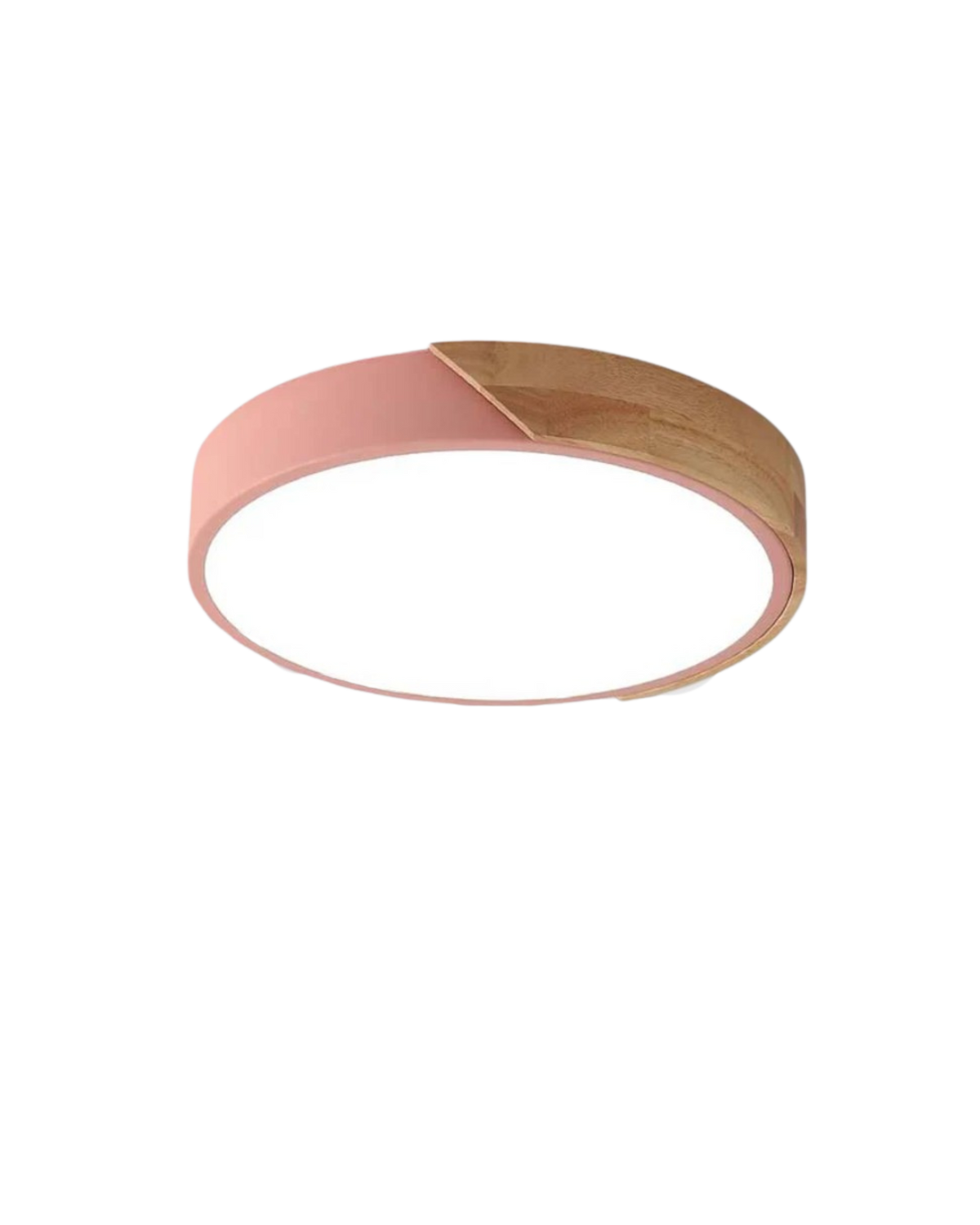 Round Flush Mount Ceiling Light with Wood Accent and Integrated LED – Modern Low Profile Fixture in 9, 12, 16, 20, and 24 inch Sizes for Liv