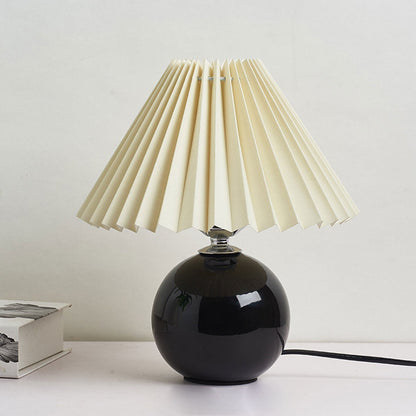Ceramic Accent Lamp with Fabric Shade 11x9.5 in E26 Socket for Nightstand Desk Study Room Reading Light Modern Home Decor