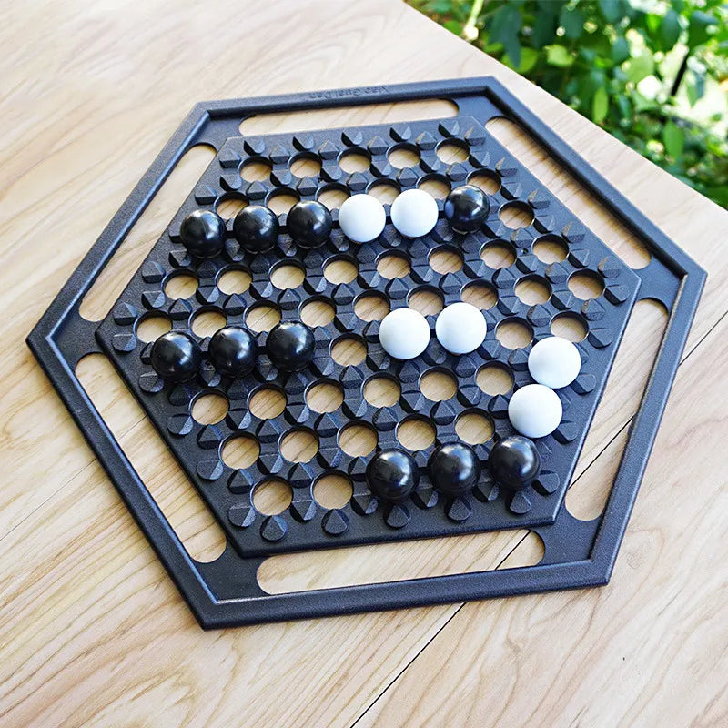 Two-Player Abstract Board Game with Marble Pieces for Family Strategy Fun