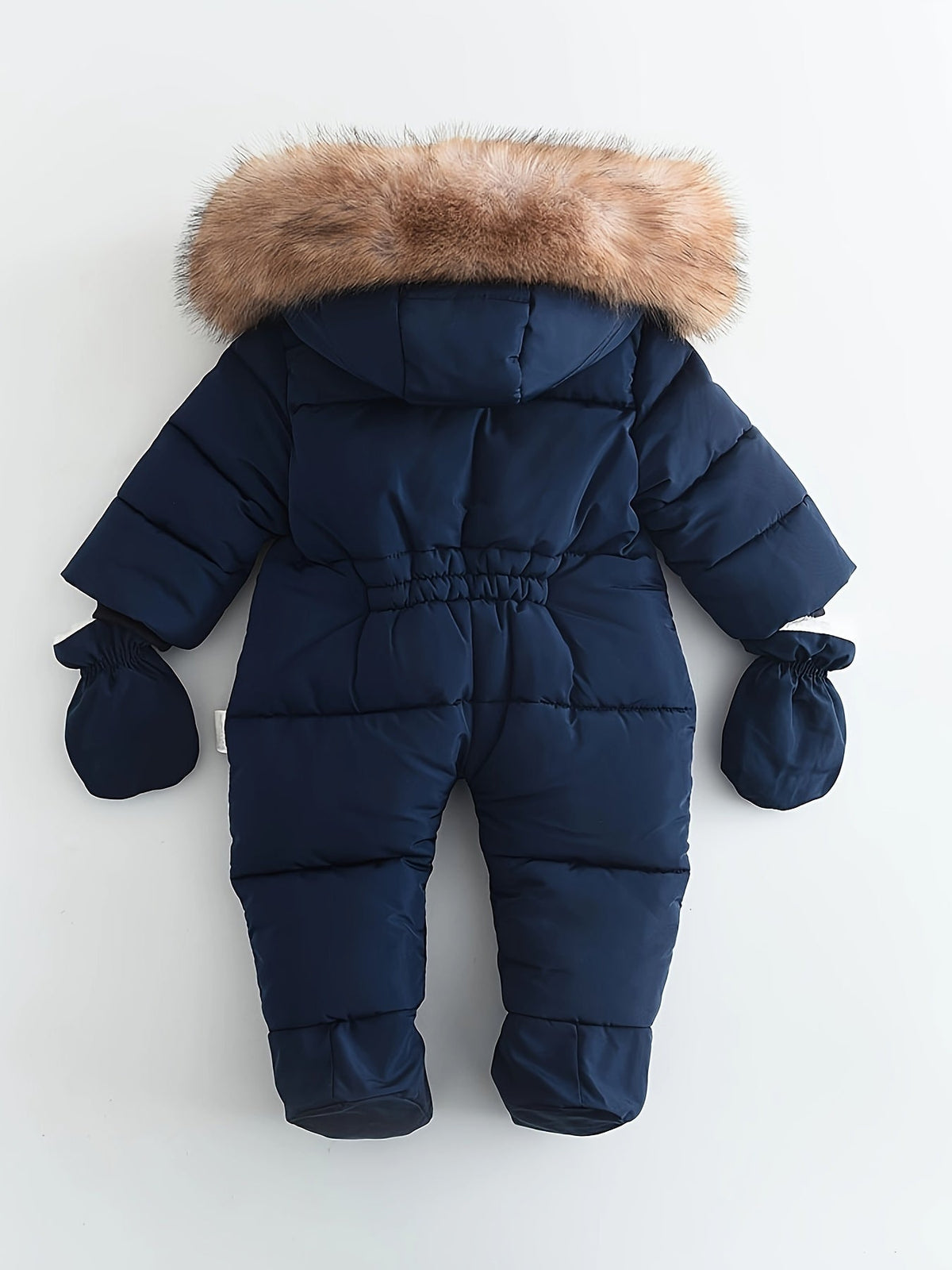 Insulated Infant Jumpsuit with Hood and Mittens for Stroller Trips | Cold Season One-Piece Outfit | Newborn Through 12 Months Gray Quilted B