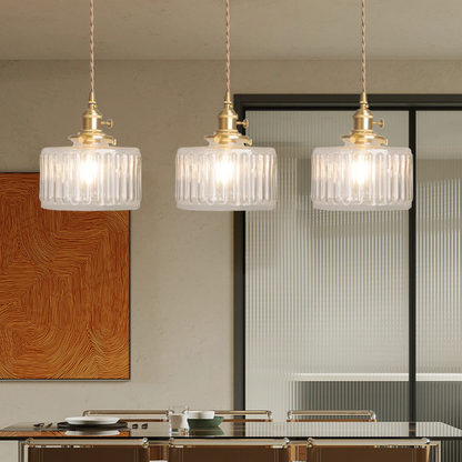 Adjustable Drop Ceiling Light with Textured Glass Shade E27 Socket for Kitchen Island Dining Room Counter Breakfast Bar Scandinavian Modern