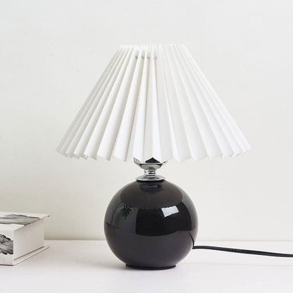 Ceramic Table Lamp with Fabric Shade – Modern Accent Lighting for Bedroom, Living Room & Home Office