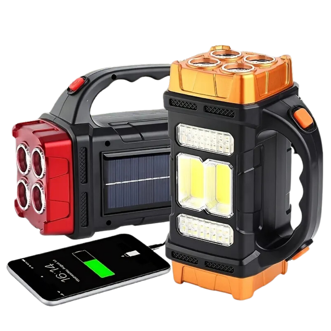 Solar LED Camping Lantern with Power Bank 6 in × 2.8 in Waterproof Emergency Light Strobe Mode Rechargeable Outdoor Torch for Hiking Roadsid