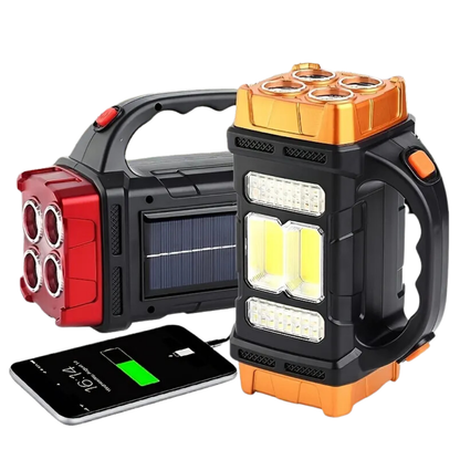 Solar LED Camping Lantern with Power Bank 6 in × 2.8 in Waterproof Emergency Light Strobe Mode Rechargeable Outdoor Torch for Hiking Roadsid