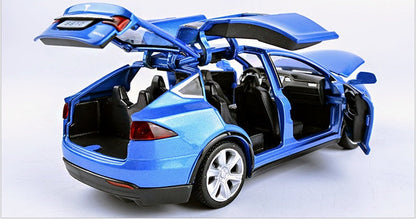 Diecast Toy Car, Tesla Model X Pull Back Car with Sound and Light, 1:32 Scale Toy Vehicle for Kids Ages 3-6