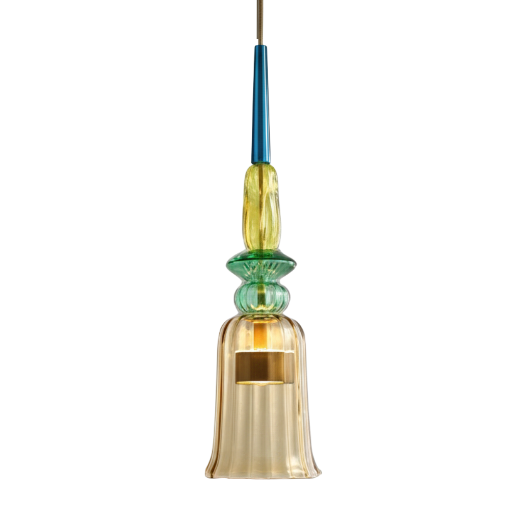 Colorful Glass Pendant Light – Modern Single-Bulb Ceiling Fixture for Dining Room, Kitchen & Bedroom