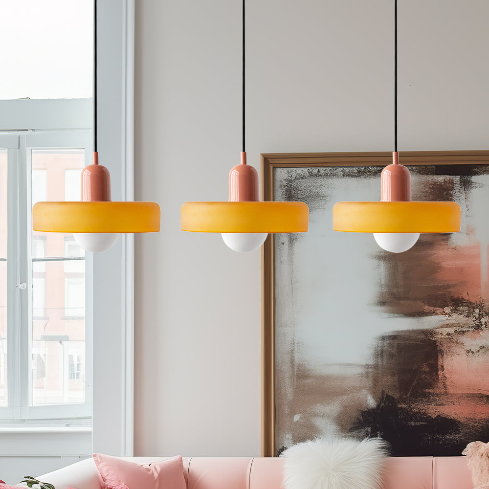 Glass Pendant Lamp 12 Inch Adjustable Height Ceiling Fixture for Bedrooms Nightstands Modern Minimalist Nordic Hanging Light E27 Socket for