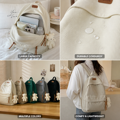 Large-Capacity Corduroy Minimalist Backpack