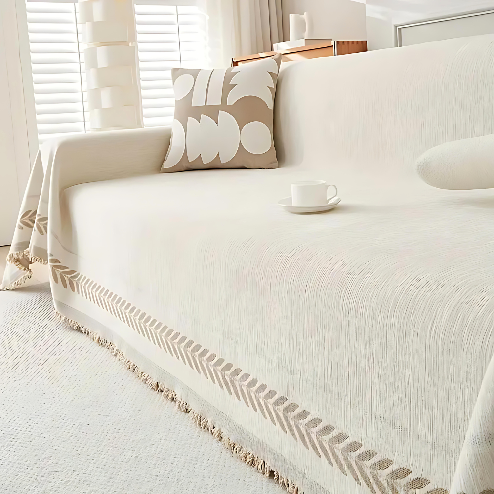 Woven Throw Blanket with Tassels for Sofa and Couch – Soft Cotton Chenille Cover for Living Room and Bedroom