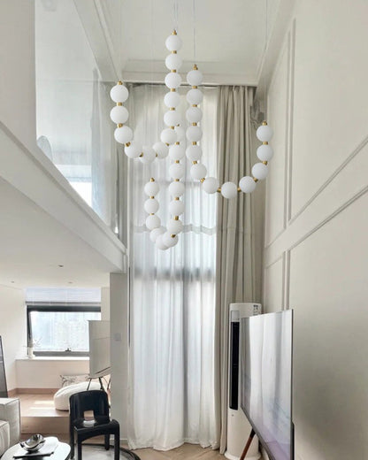 Cascading Glass Globe Pendant Light Fixture Gold White Contemporary Overhead Illumination for Breakfast Bar Eating Area Lounge 39 inch