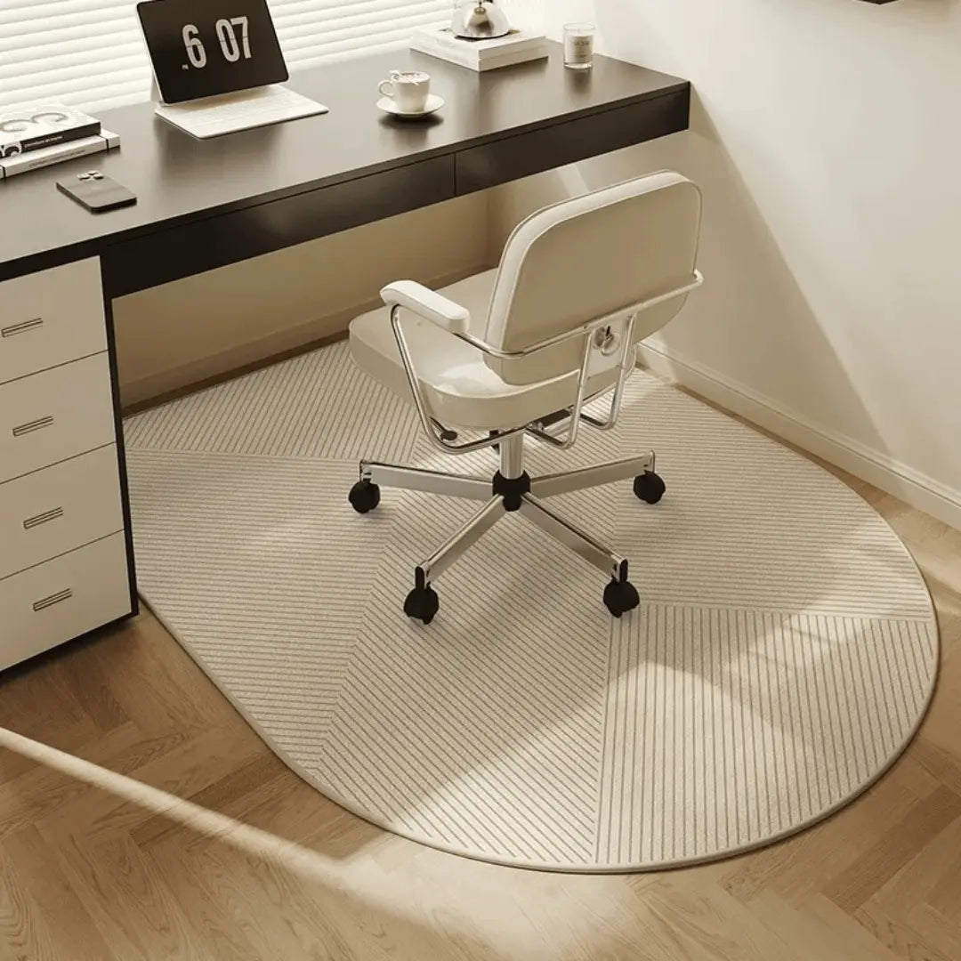 Office Chair Floor Protector Mat – Non-Slip Polyester Rug for Hardwood, Laminate & Carpet | Desk Area Guard in Cream or Gray