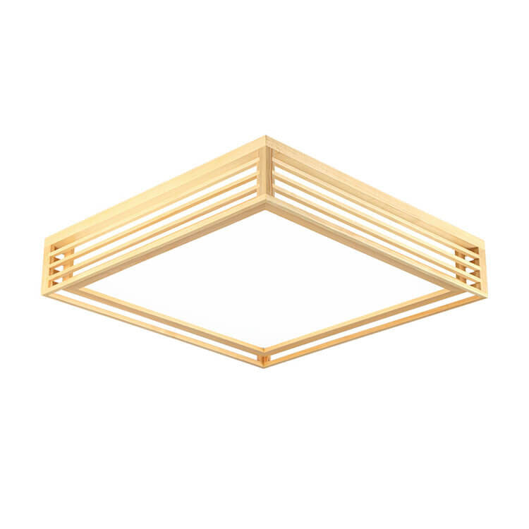 LED Round Ceiling Fixture 14-inch Wood & Acrylic Contemporary Overhead Light for Bedroom Kitchen Bathroom Home Office