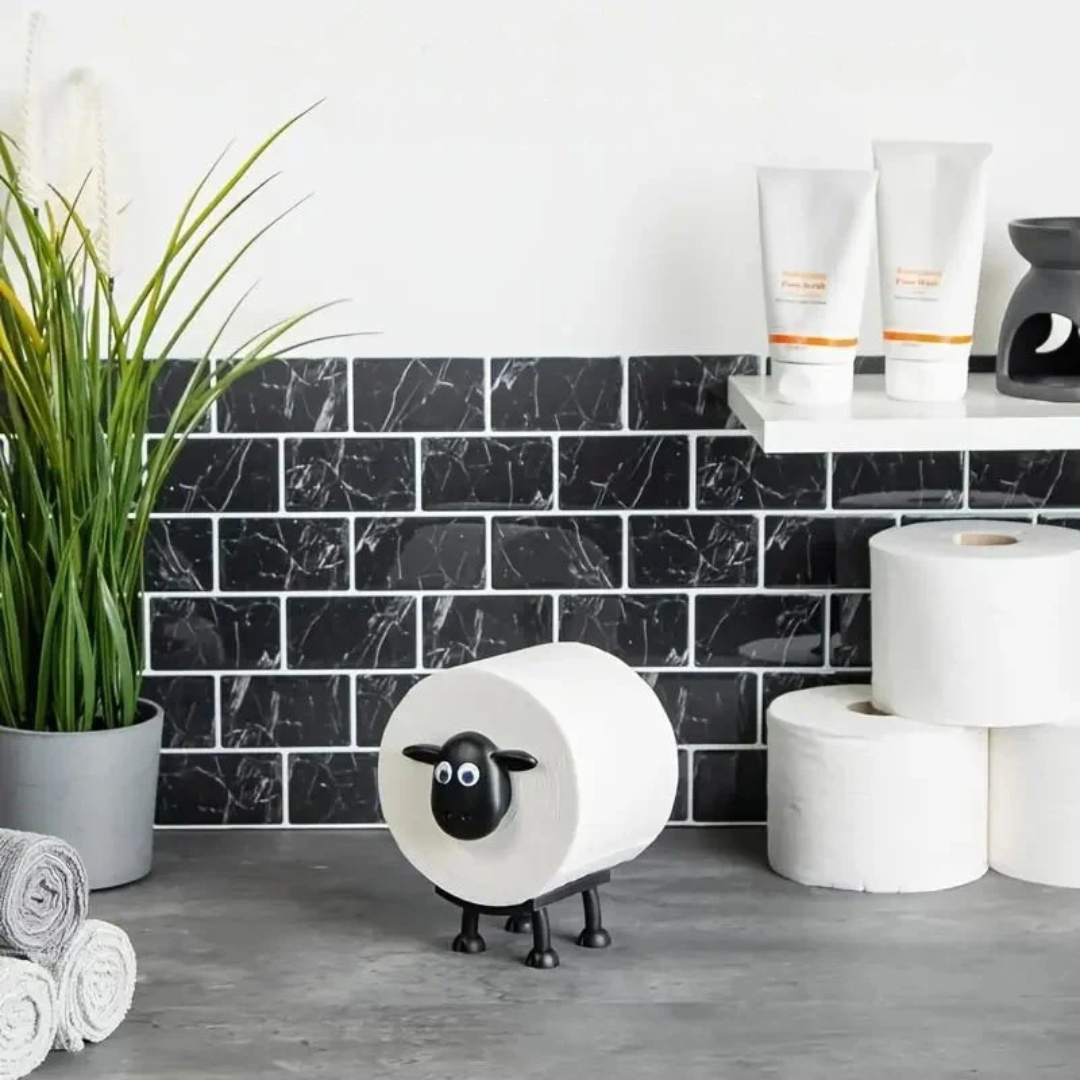 Freestanding Paper Roll Organizer Trio with Farmhouse Animal Design for Bathroom Counter Kitchen Shelf Storage Dispenser Stand