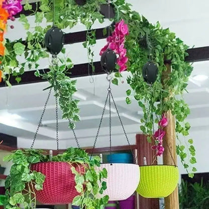 Hanging Plant Pulley System for Indoor & Outdoor Gardens – Adjustable Ceiling Mount Hanger with Steel Cable for Pots & Baskets