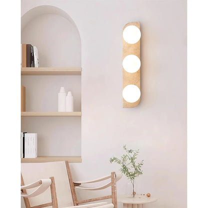 Natural Stone Sconce with Glass Globe G9 Socket Beige Neutral Ambient Light for Entryway Bathroom Bedroom Modern Minimalist Home Décor