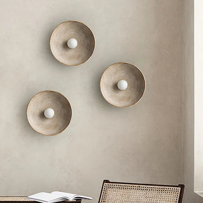 Round Glass Resin Wall Sconce White LED Fixture Bedroom Hallway Living Room Soft Glow Minimalist Mount Ambient Light for Home