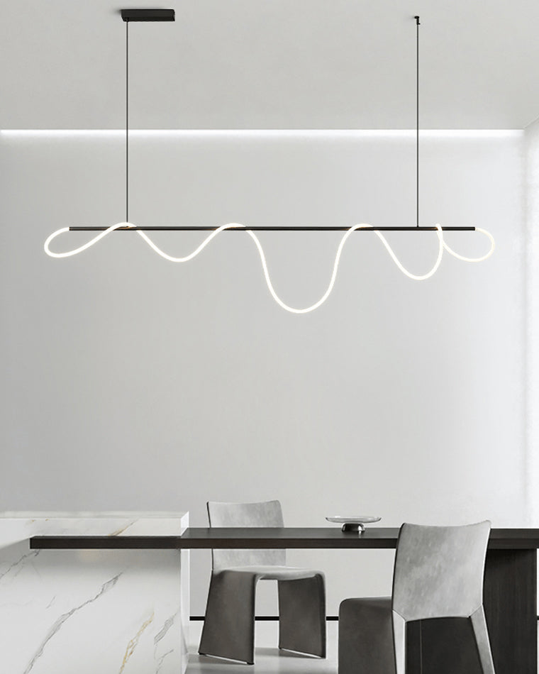 Adjustable Pendant Light Fixture with Remote Dimming 43 in Silicone LED for Kitchen Island Dining Table Modern Hanging Ceiling Lamp Gold Bla