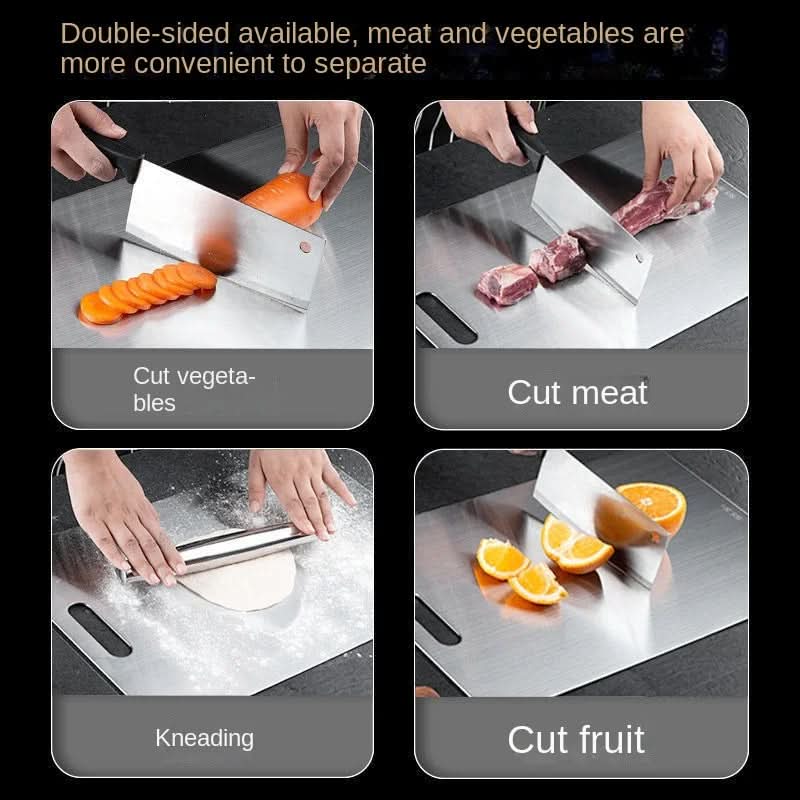 Steel Kitchen Prep Board 13.8×9.8 in Non-Porous Surface Bacteria-Resistant Rolling Cutting Serving Tray for Vegetables Meat Dough Cheese Mul