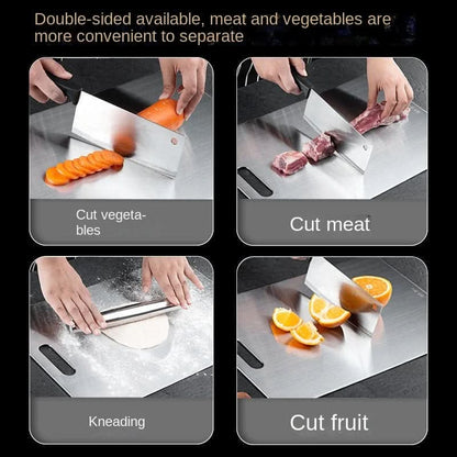 Steel Kitchen Prep Board 13.8×9.8 in Non-Porous Surface Bacteria-Resistant Rolling Cutting Serving Tray for Vegetables Meat Dough Cheese Mul