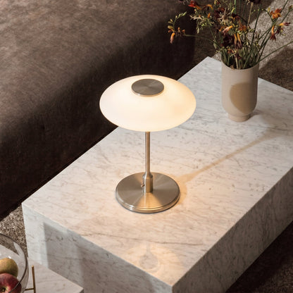 Modern Sculptural Table Lamp with Minimalist Metal & Glass Design for Nightstand, Desk & Side Table | Contemporary Nordic-Inspired Accent