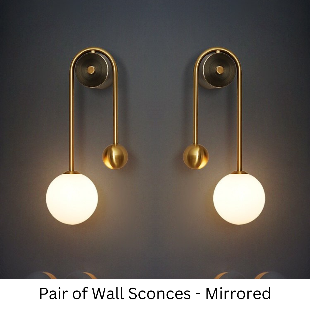 Glass Shade Wall Sconce Light with Brass-Finish Metal Frame for Hallway, Bedroom, Living Room & Bathroom Lighting