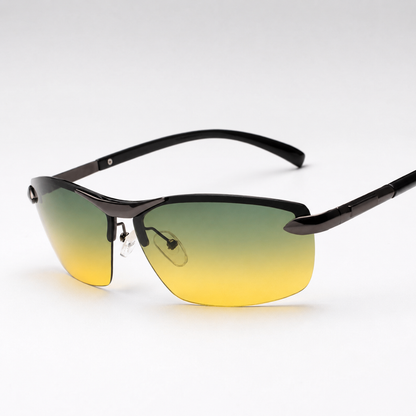 Lightweight Polarized Driving Sunglasses with UV400 Protection – Semi-Rimless Alloy Design for Men & Women