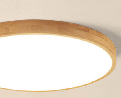 Round Wood Overhead Light Fixture with Adjustable Temperature Settings 12-24 Inch Low Profile for Bedroom Living Room Kitchen Dining Area Co