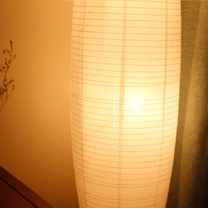 Dual-Socket Upright Lamp with Rice Paper Diffuser 54-Inch Tall White or Black for Bedside & Lounge