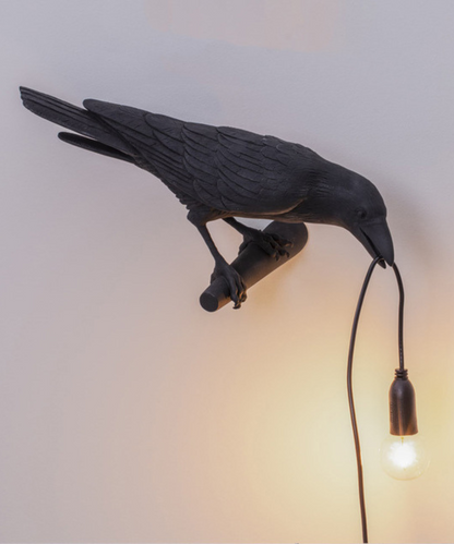 Raven Table Lamp with Bulb in Beak – Sculptural Bird Accent Light for Living Room, Bedroom & Office Decor