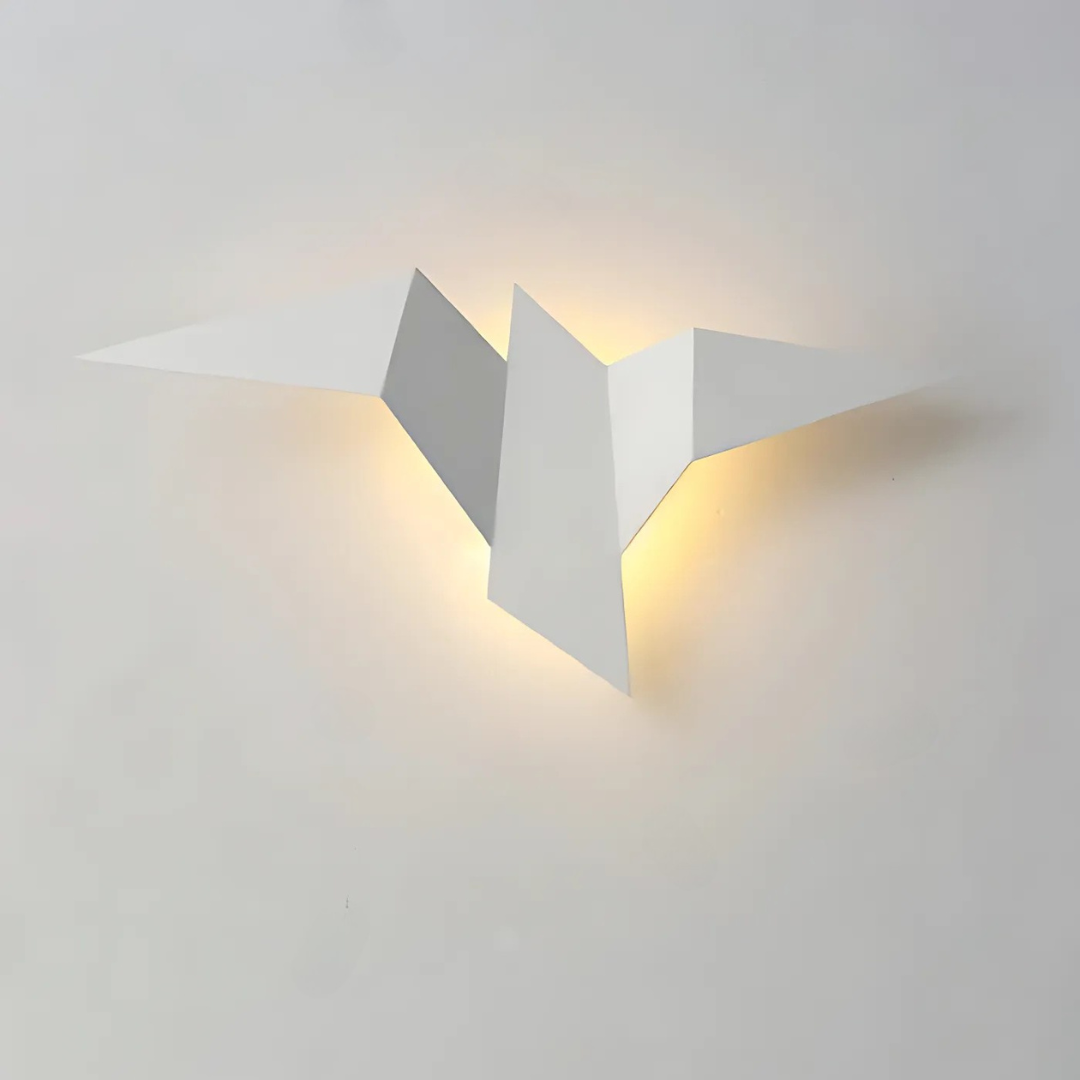 Folded Metal Wall Sconce with Geometric Silhouette | Warm White LED Accent Light for Living Room, Bedroom, Hallway | Modern Sculptural